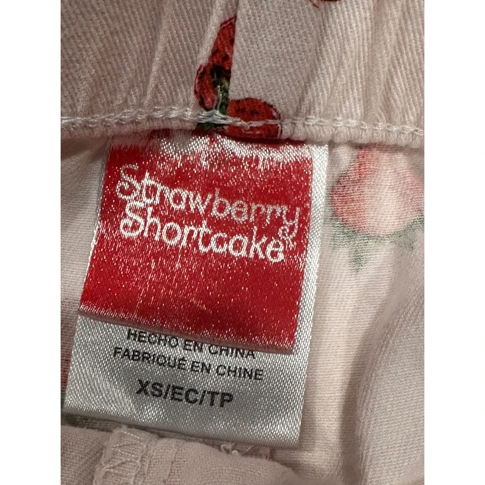 Strawberry Shortcake Pink Character Print Pajama Shorts Kids XS Elastic Waist
